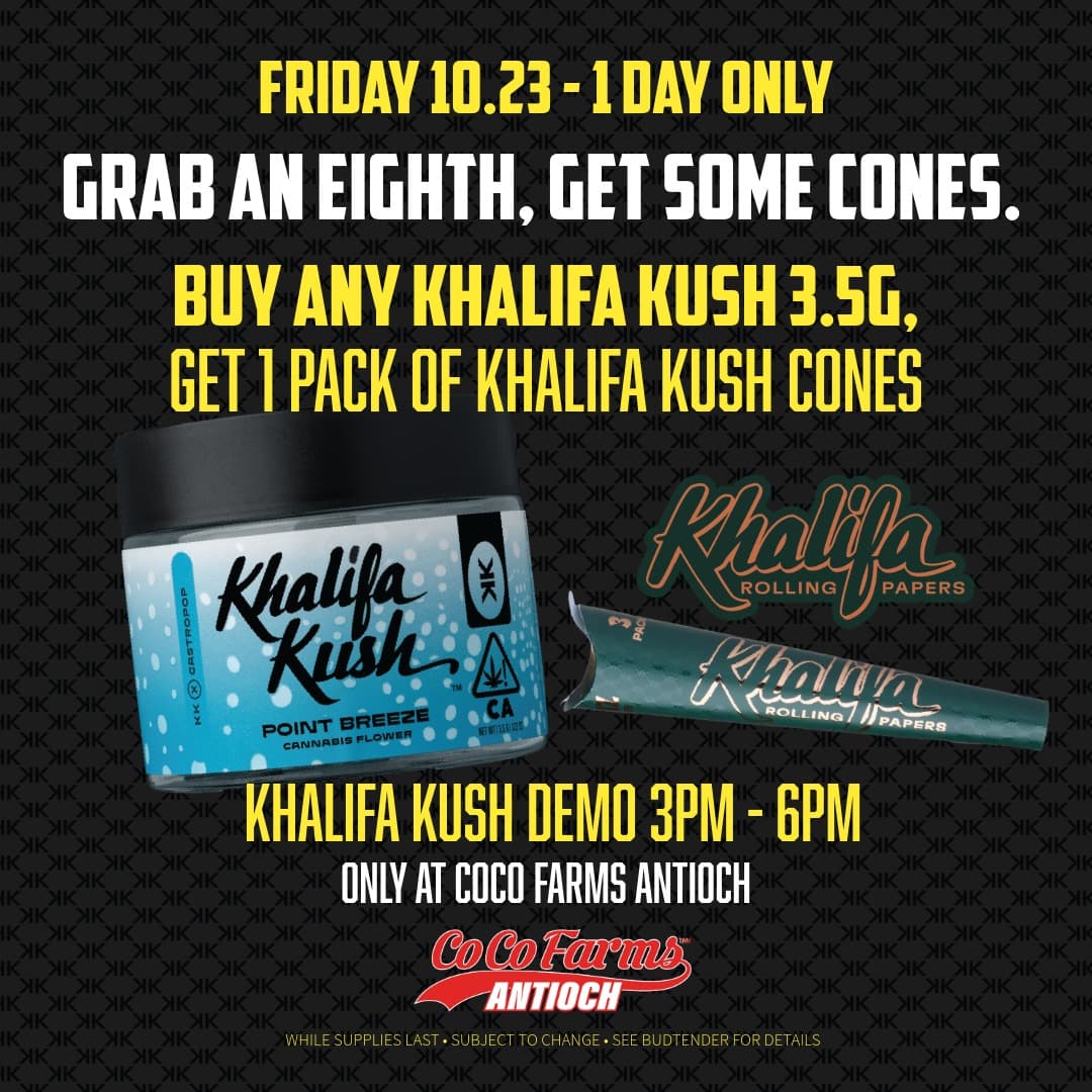 Khalifa Kush Demo ~ CoCo Farms Antioch at Enjoy The Farm cannabis dispensaries in California